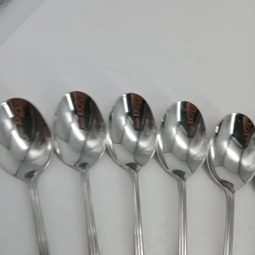 8X Tbsp Oneida Bancroft Table Spoons Glossy Stainless Steel Flatware